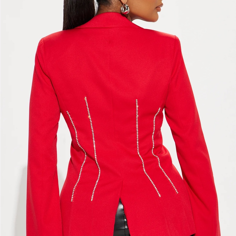 Red Blazer With Rhinestones - Picture 3 of 3